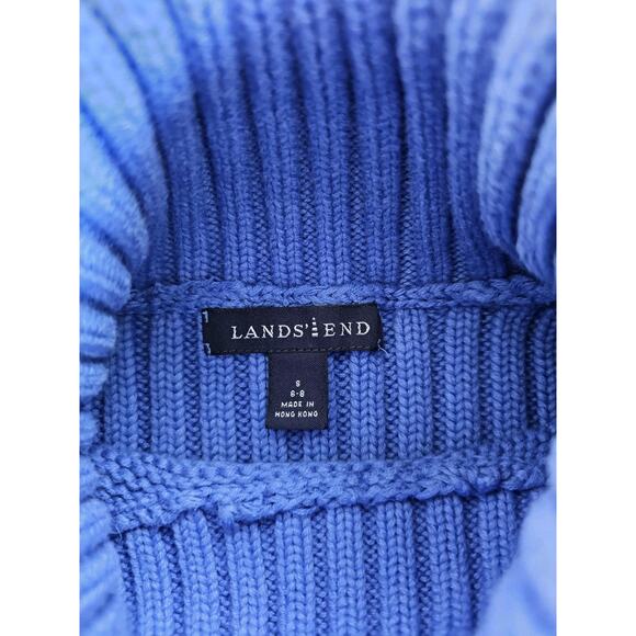Lands' End Snowflake Turtleneck Knit Sweater Women's Size S 100% Cotton Holiday - Picture 2 of 8